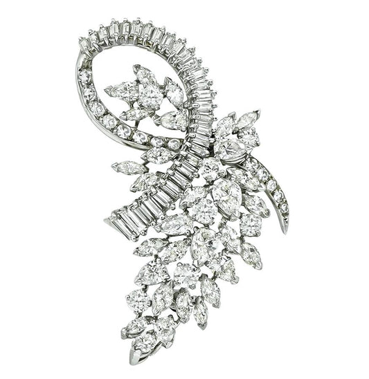 1950s Braun Bros 6.00ct Diamond Platinum Pin