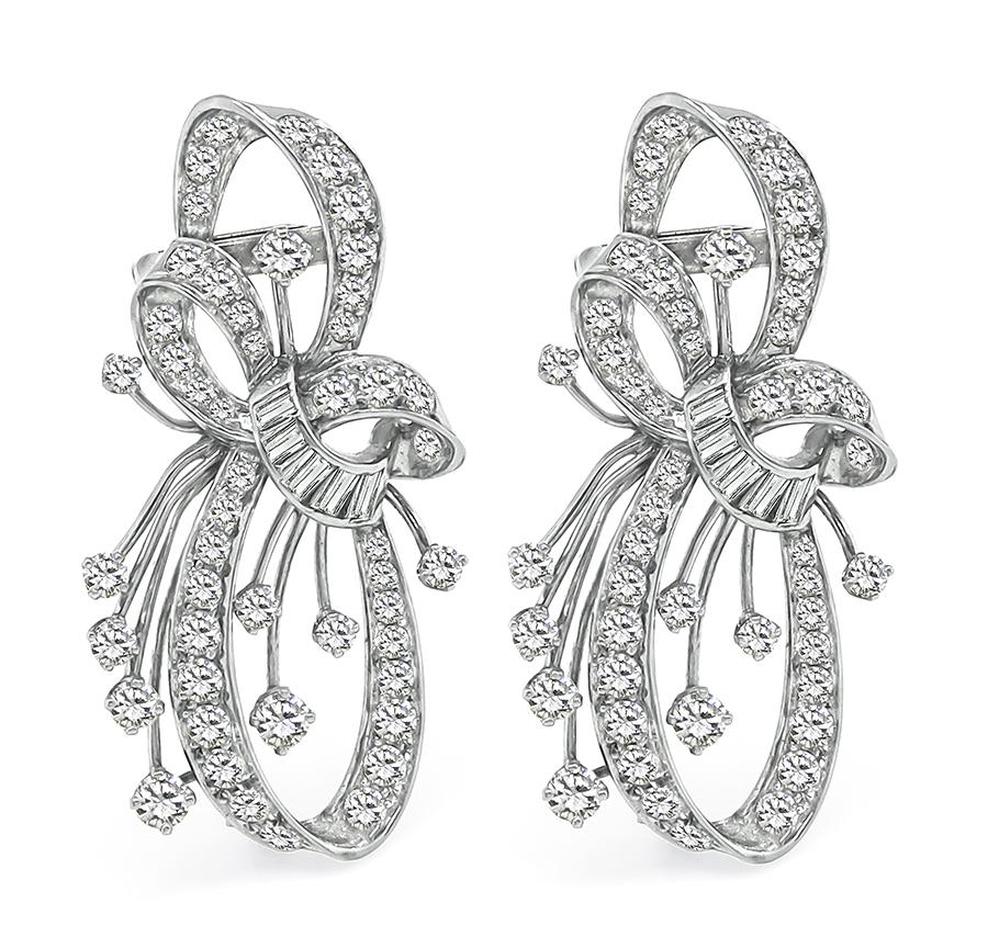 1950s Set of Two 5.00ct Diamond Platinum Pin