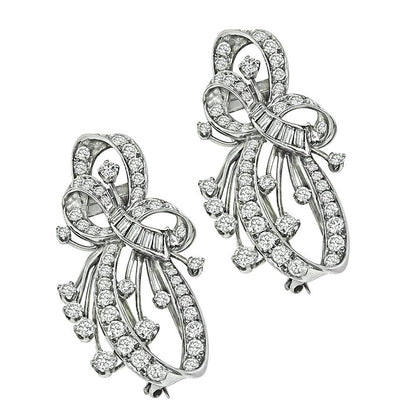 1950s Set of Two 5.00ct Diamond Platinum Pin