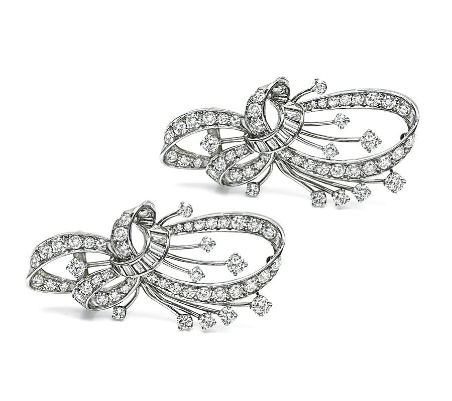 1950s Set of Two 5.00ct Diamond Platinum Pin
