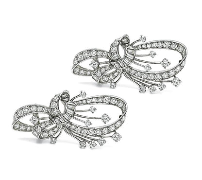 1950s Set of Two 5.00ct Diamond Platinum Pin