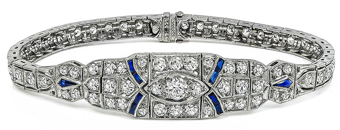 Art Deco 3.00ct Diamond Sapphire Bracelet