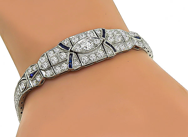 Art Deco 3.00ct Diamond Sapphire Bracelet
