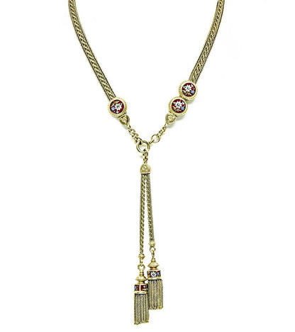 Victorian Enamel Gold Tassel Necklace