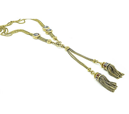 Victorian Enamel Gold Tassel Necklace