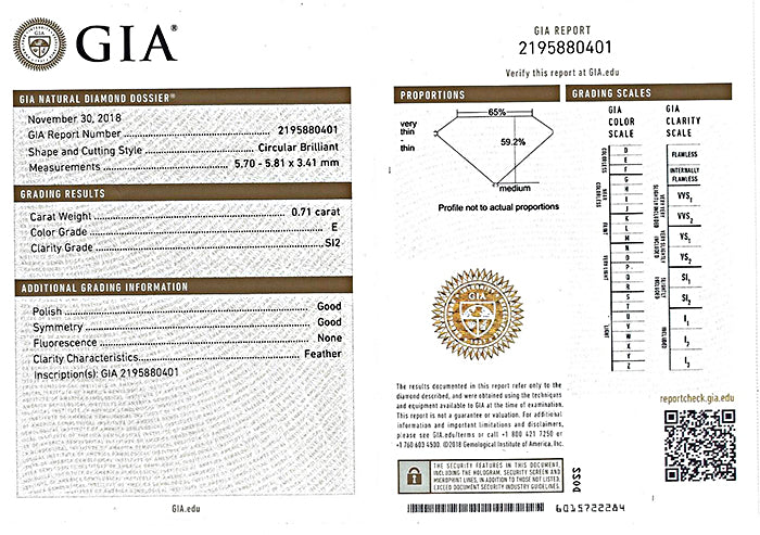 Art Deco GIA Certified 0.71ct Diamond Engagement Ring