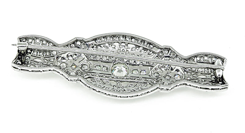 Vintage GIA Certified 0.86ct Center Diamond and 1.60ct Side Diamond Platinum Pin