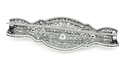 Vintage GIA Certified 0.86ct Center Diamond and 1.60ct Side Diamond Platinum Pin