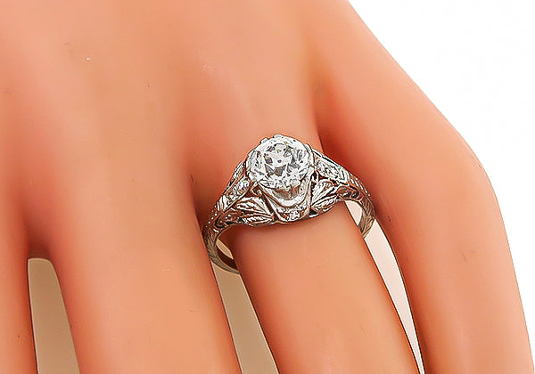 Vintage Antique GIA certified 1.00ct Diamond Engagement Ring