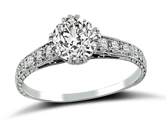 Edwardian GIA Certified 1.01ct Diamond Engagement Ring