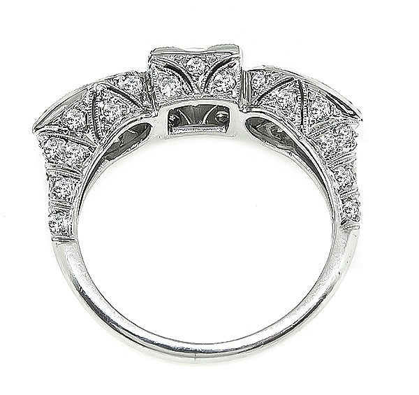 Vintage GIA 1.06ct Center Diamond 0.75ct and 0.77ct Side Diamond Engagement Ring