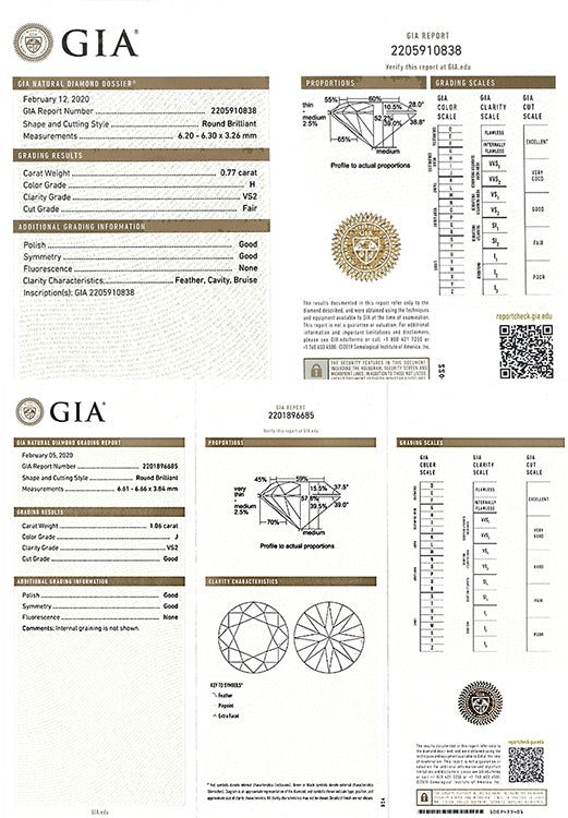 Vintage GIA 1.06ct Center Diamond 0.75ct and 0.77ct Side Diamond Engagement Ring