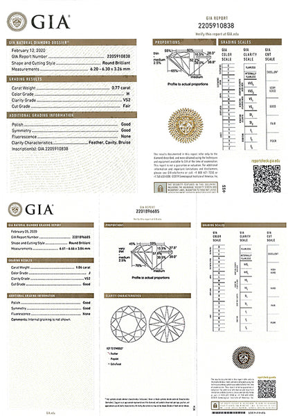 Vintage GIA 1.06ct Center Diamond 0.75ct and 0.77ct Side Diamond Engagement Ring