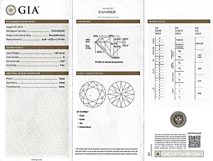 Vintage GIA Certified 1.07ct Diamond Engagement Ring