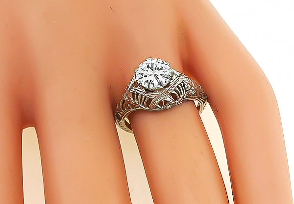 Vintage GIA Certified 1.07ct Diamond Engagement Ring