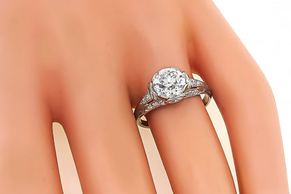 Art Deco GIA Certified 1.52ct Diamond Engagement Ring
