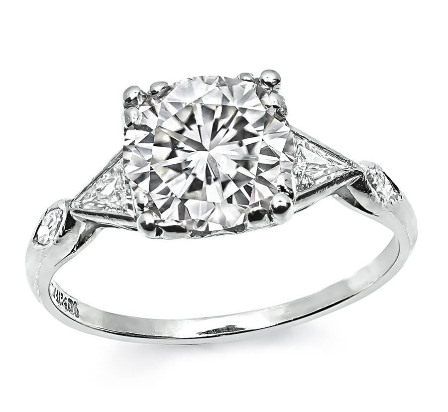 Art Deco GIA Certified 2.01ct Diamond Platinum Engagement Ring