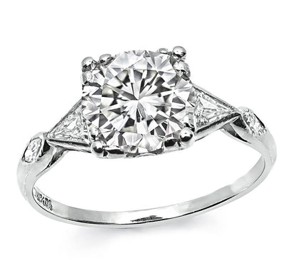 Art Deco GIA Certified 2.01ct Diamond Platinum Engagement Ring