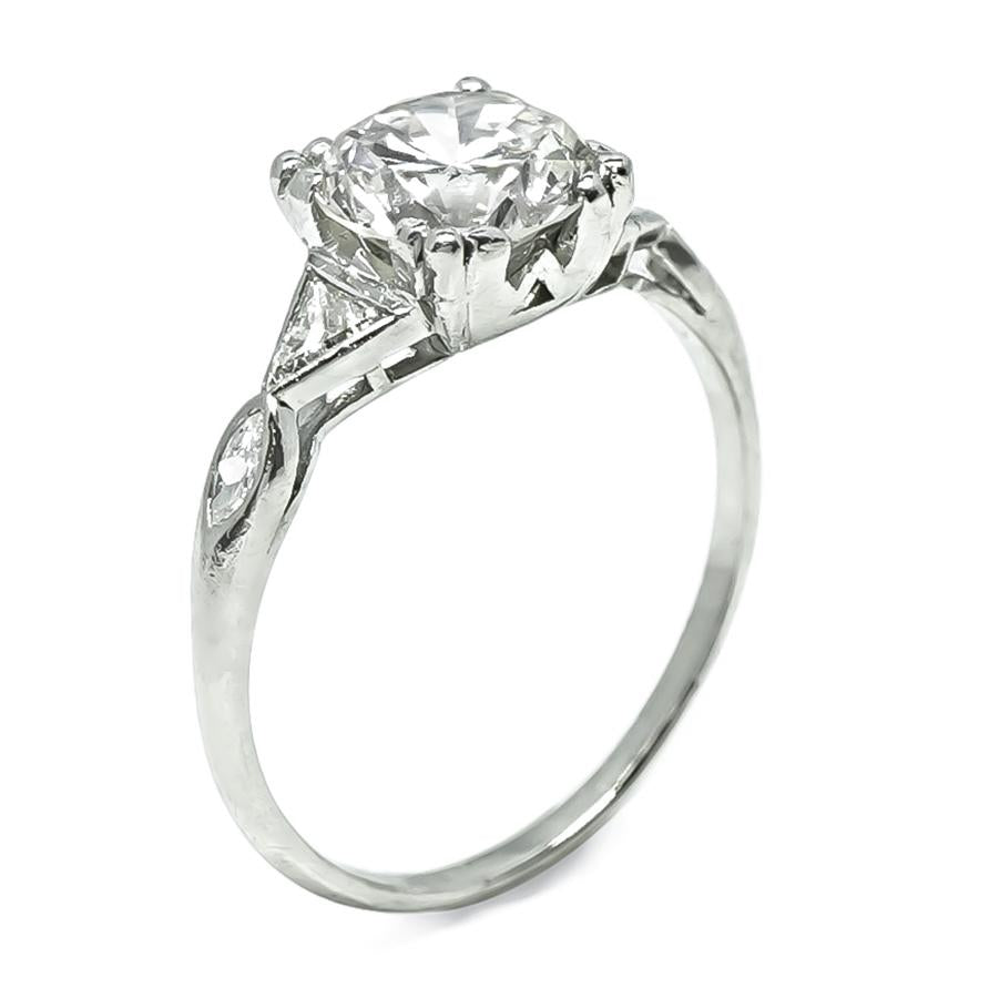 Art Deco GIA Certified 2.01ct Diamond Platinum Engagement Ring