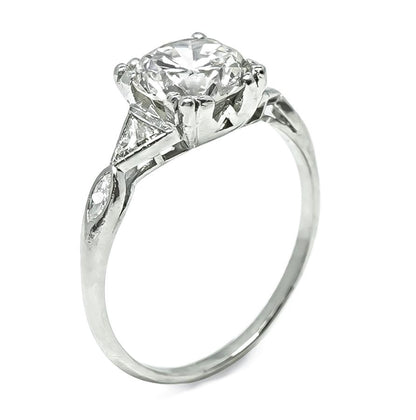 Art Deco GIA Certified 2.01ct Diamond Platinum Engagement Ring