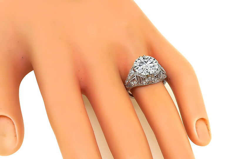 Antique GIA Certified 4.02ct Diamond Engagement Ring