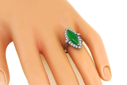 Art Deco Jade 0.70ct Diamond Platinum Ring