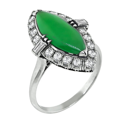 Art Deco Jade 0.70ct Diamond Platinum Ring