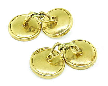 Vintage Mother of Pearl Diamond Gold Cufflinks