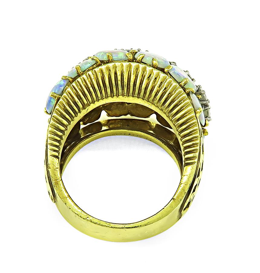 Estate 2.00ct Diamond Opal 18k Yellow Gold Ring