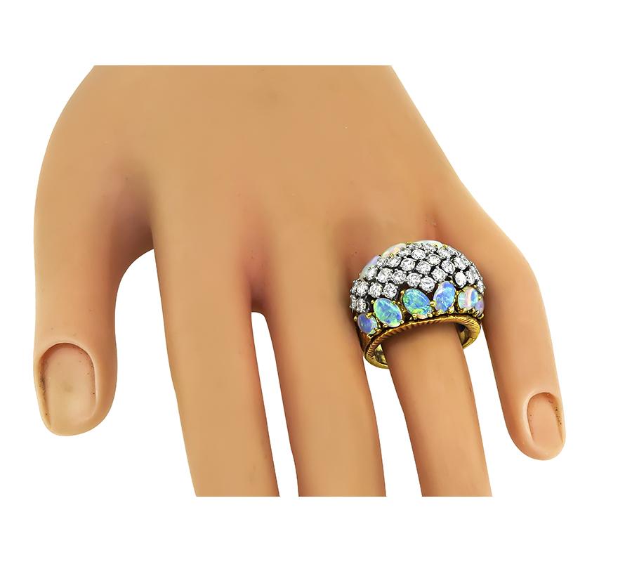 Estate 2.00ct Diamond Opal 18k Yellow Gold Ring