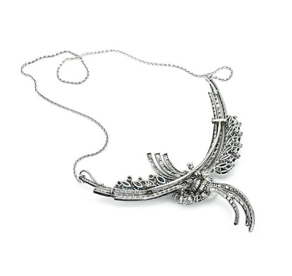 Vintage 5.50ct Diamond 12.00ct Sapphire Pearl Pin Pendant Necklace