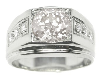 1940s 1.68ct Natural Fancy Light Brown Diamond 14k Gold Men's Ring ...