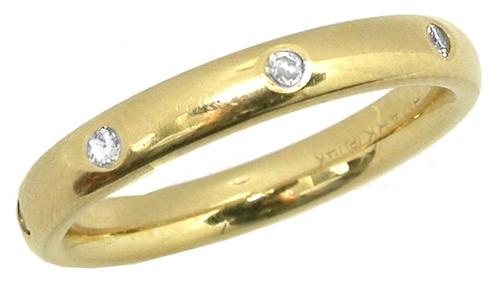 0.25ct Diamond 14k Yellow Gold Etoile Style Wedding Band