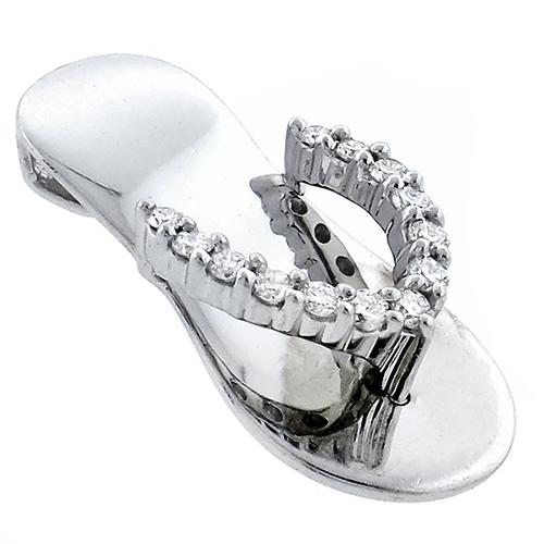 0.30ct Round Cut  Diamond 14k White Gold Flip Flops Pendant