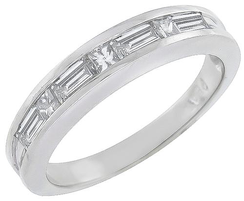 Baguette and Princess Cut Diamond Platinum Wedding Band