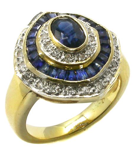 0.50ct Sapphire 0.30ct Diamond 18k Yellow Gold Ring