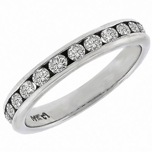 Estate 0.60ct Round Cut Diamond 14k White Gold  Wedding Band