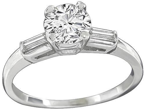 Round Cut Diamond 14k White Gold Engagement Ring