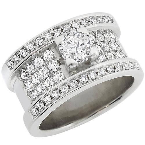 Estate 0.65ct Round Cut Diamond 18k White Gold  Ring 