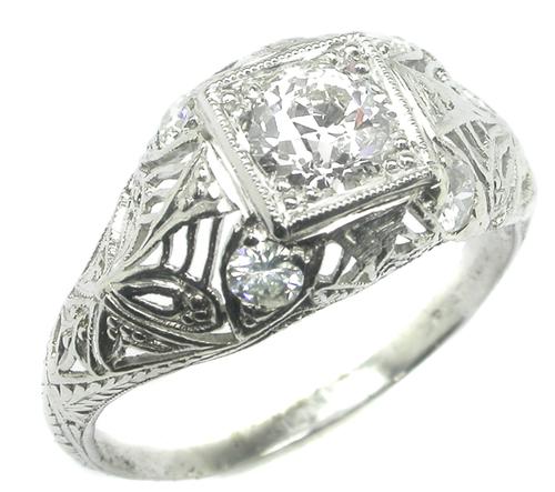 Antique Diamond Platinum Engagement Ring GIA Certified