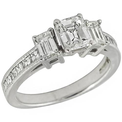 0.70ct Emerald Cut  Diamond 14k White Gold Engagement Ring