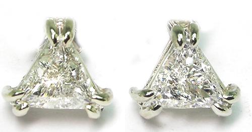 Trilliant Cut Diamond 14k White Gold Stud Earrings
