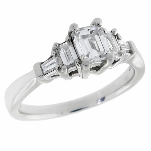 0.75ct Emerald Cut Diamond Platinum Engagement Ring