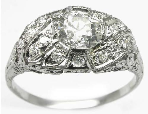 Antique Platinum Engagement Ring GIA Certified