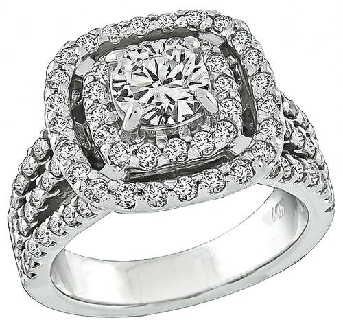 Round Cut Diamond 14k White Gold Engagement Ring