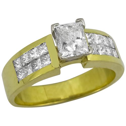 Princess Cut Diamond 18k Yellow & White Gold Engagement Ring