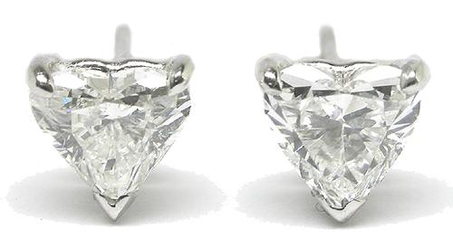 Heart Shaped Diamond 14k White Gold Stud Earrings