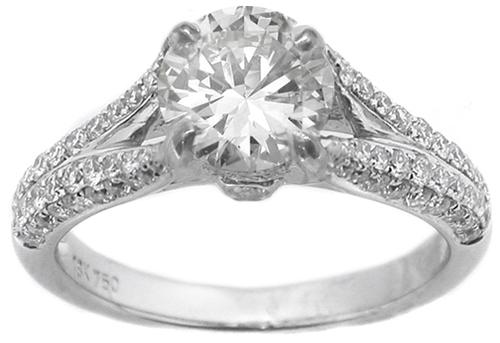 GIA Certified 0.98ct Diamond 18k White Gold Engagement Ring