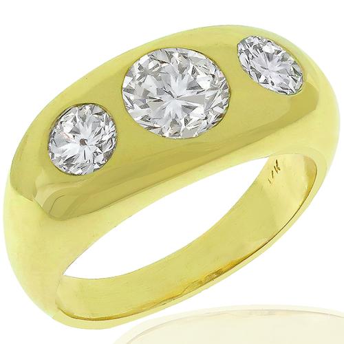 3 Stone Diamond Gold Ring