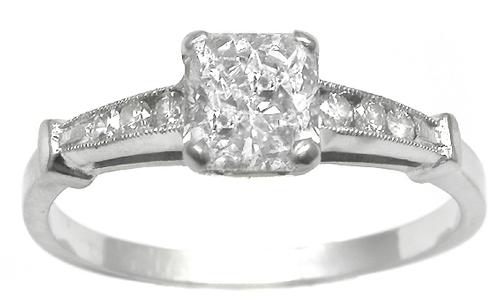 Estate Diamond Engagement Ring GIA Cert. 1 Ct.   Rectangular Diamond 